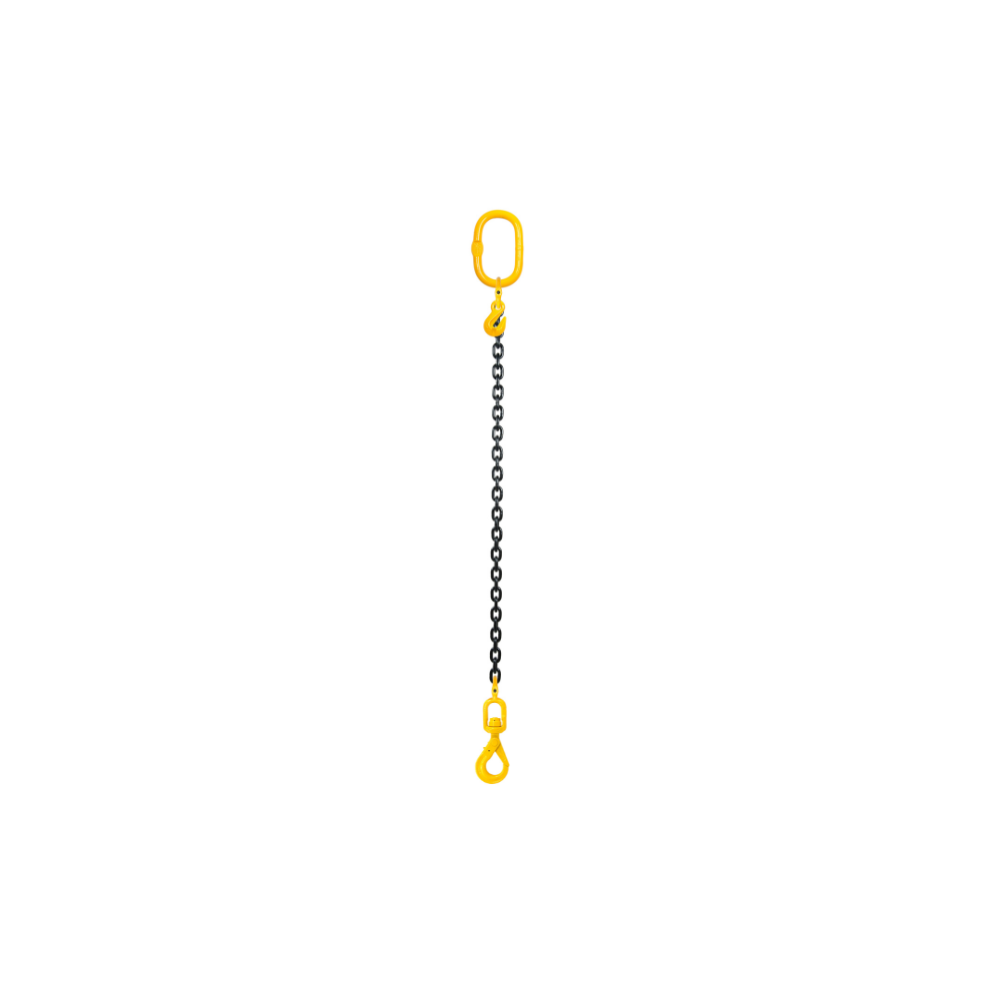 Chain sling 1-leg with swivel ball bearing safety hook, grade 8