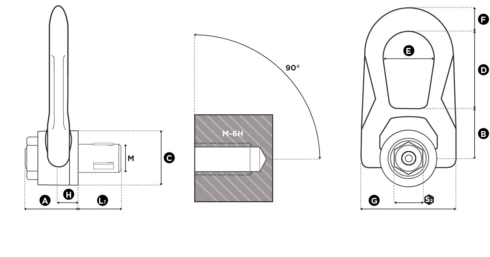 Drawing of the quick Lift Double Swivel Ring QL DSR