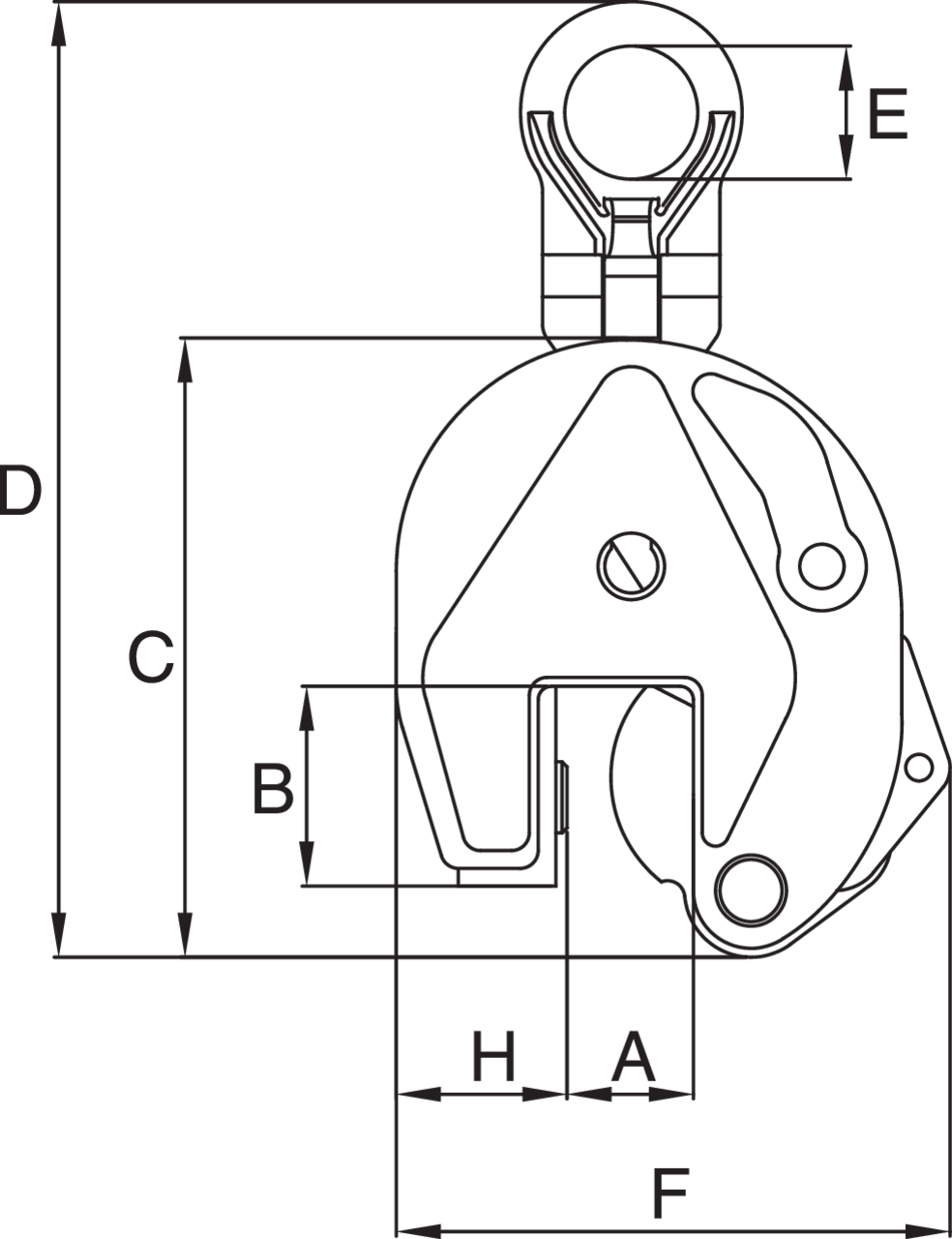 Crosby IP10, IPU10-H and IPU10-S with universal hoisting eye measurements Crosby IP10, IPU10-H and IPU10-S with universal hoisting eye measurements