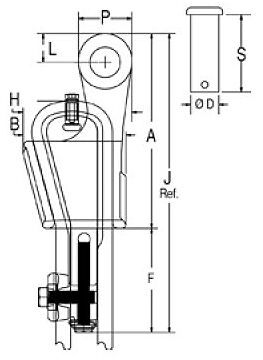 Super Terminator Wedge Socket Crosby S-423TB measurements