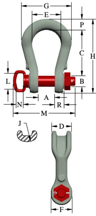 Wide body shackle G-2160 drawing 