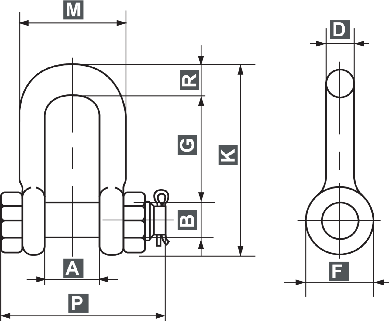 Bolt Type Chain Shackle Crosby G-2150 measurements Bolt Type Chain Shackle Crosby G-2150 measurements