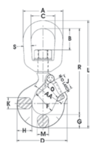 Crosby L-322 AN and L-322 CN Swivel Hook blueprint