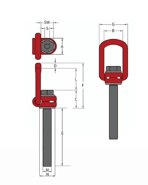 Lifting Point POWERTEX LPB long bolt drawing