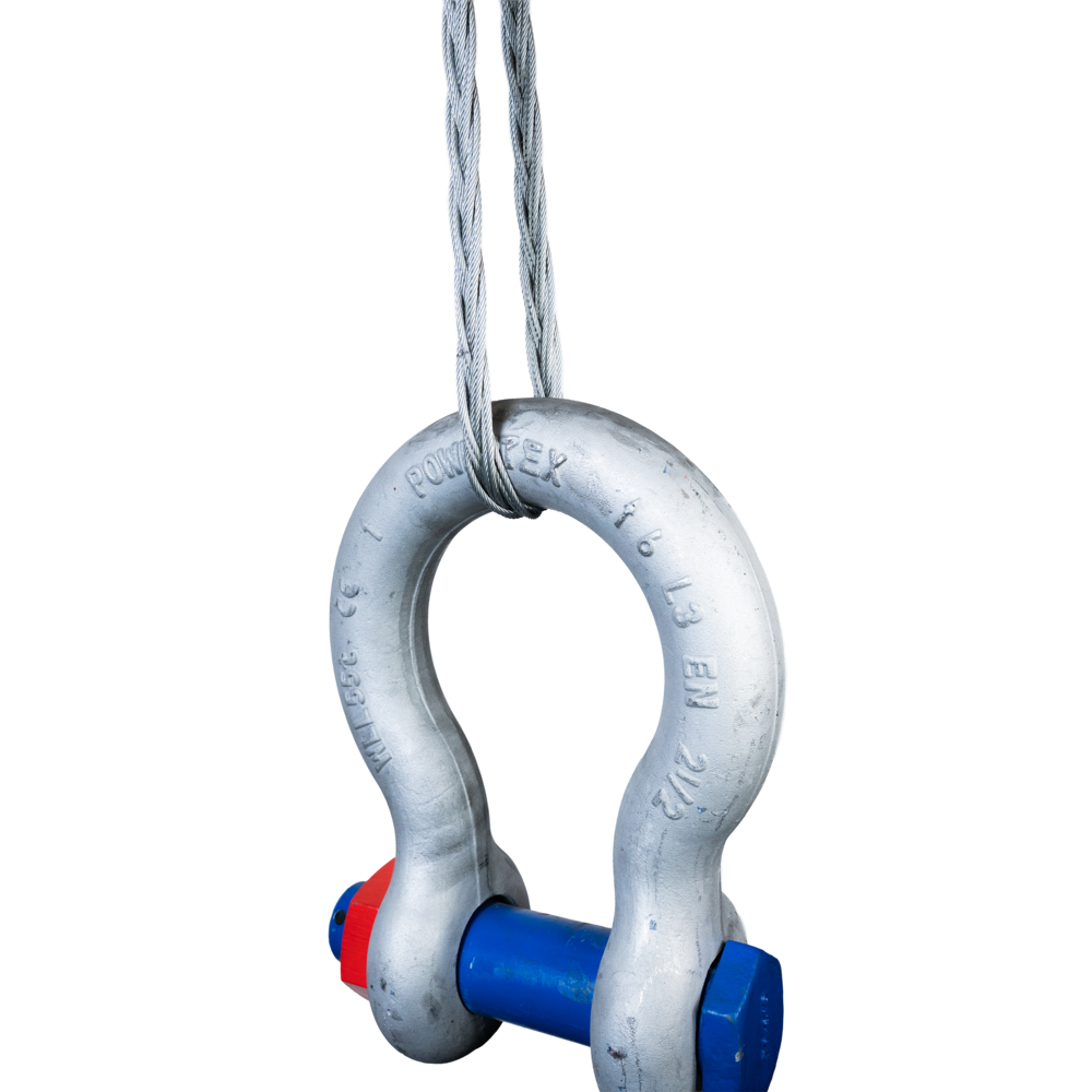 Powertex flat braided wire sling with shackle in use Powertex flat braided wire sling with shackle in use