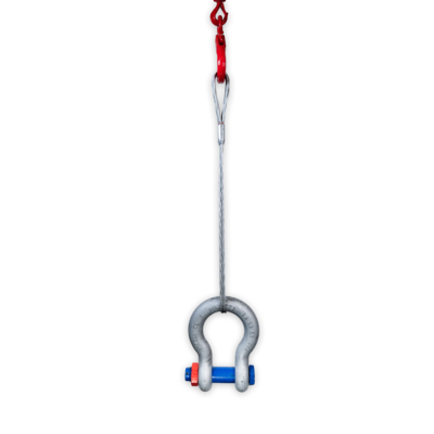 Powertex flat braided wire sling with shackle and hook Powertex flat braided wire sling with shackle and hook