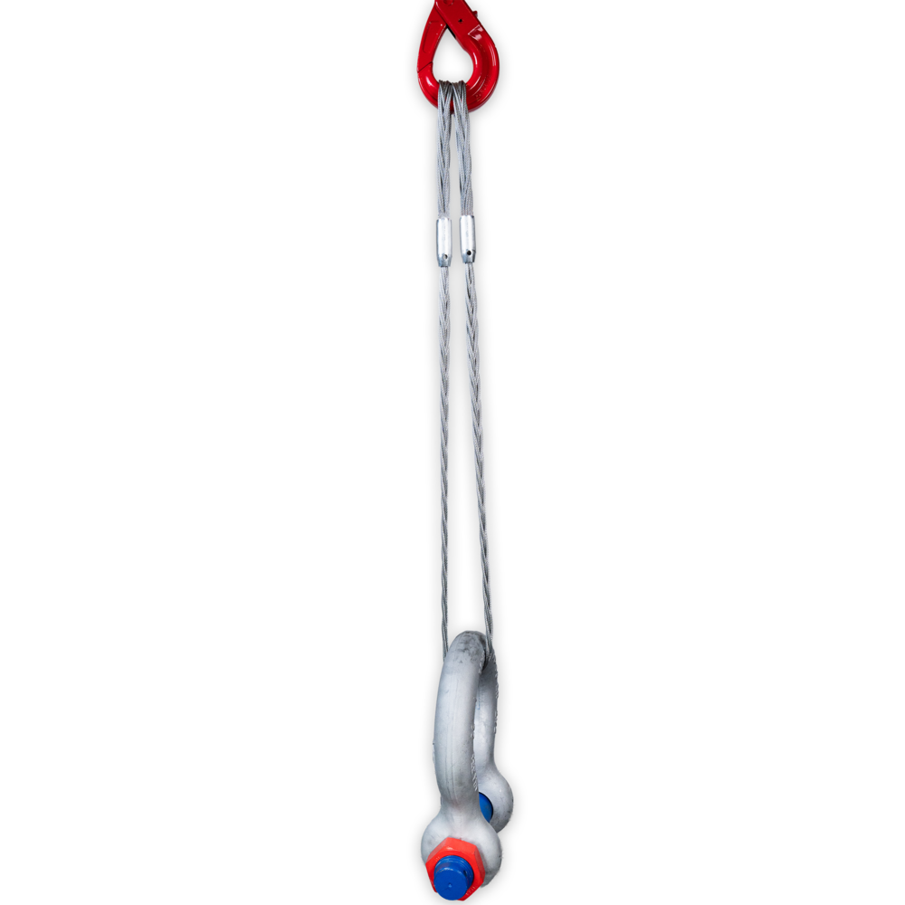 Powertex flat braided wire sling with shackle and hook Powertex flat braided wire sling with shackle and hook