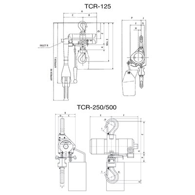 Mini Chain Hoists Red Rooster TCR-125 / TCR - 250 / TCR-500