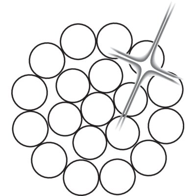 Stainless steel AISI 316 1x19 wire rope core structure