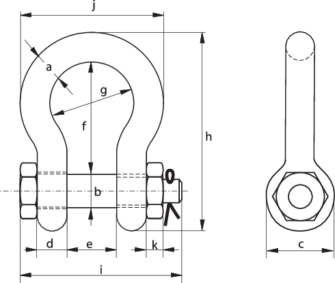 Bow Shackles with Safety Bolt G-4163 drawing Bow Shackles with Safety Bolt G-4163 drawing
