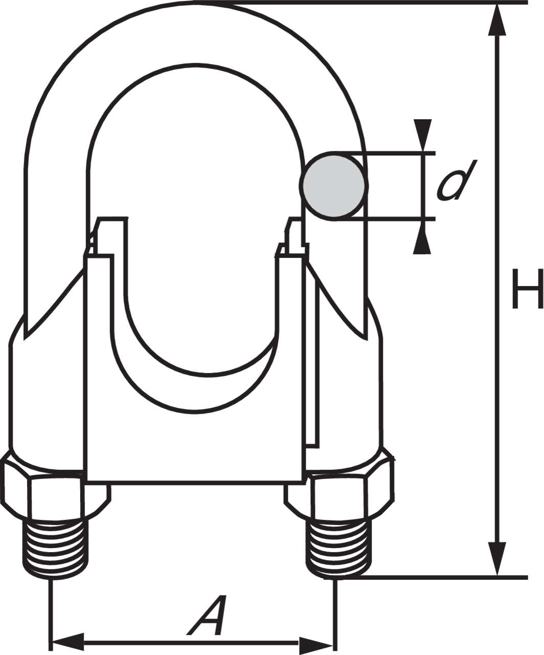 U-Bolt Clip DIN 741 Stainless drawing U-Bolt Clip DIN 741 Stainless drawing