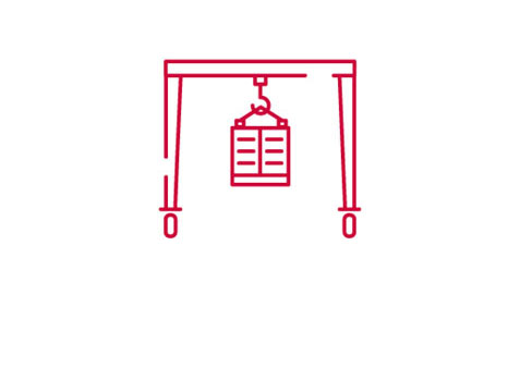 Rubber Tyre Gantry Crane Icon in Red