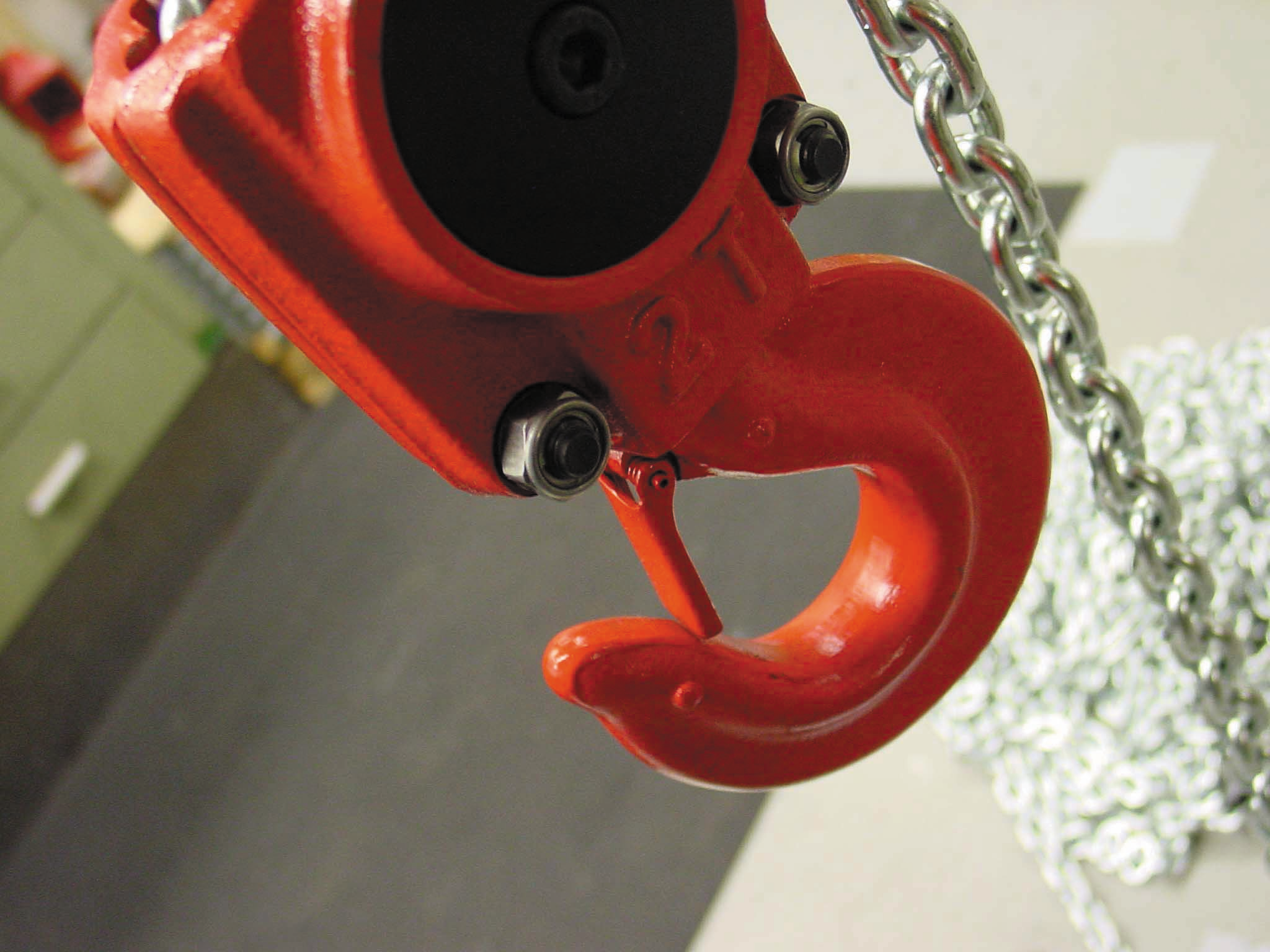 Red Rooster Lifting Hook A Red Hook close up