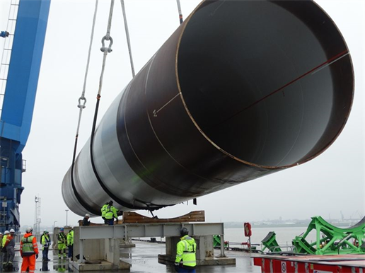 Lifting slings in use on a crane