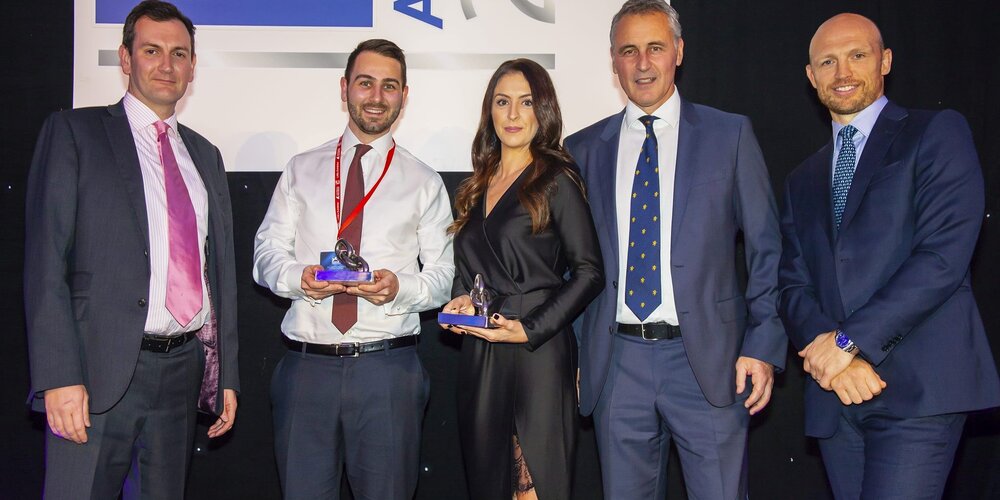 The LEEA Awards Certexs representative collecting the sustainability award at the LiftEx LEEA awards