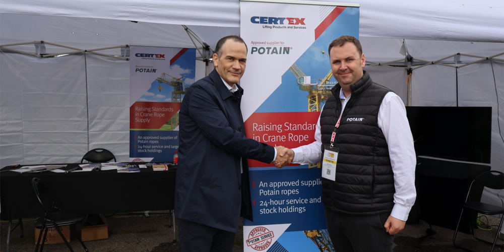 Potain and Certex UK are pleased to announce their strategic partnership for supplying Potain-approved steel wire ropes