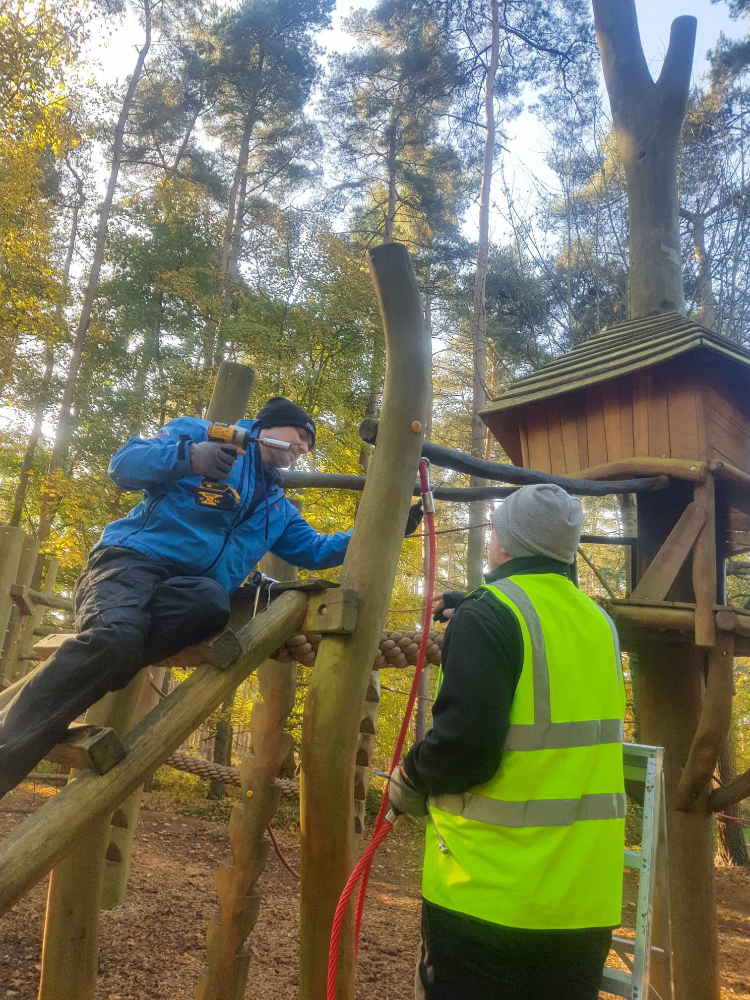 Rope play structure installed at Thetford Forest Play Park Forestry England