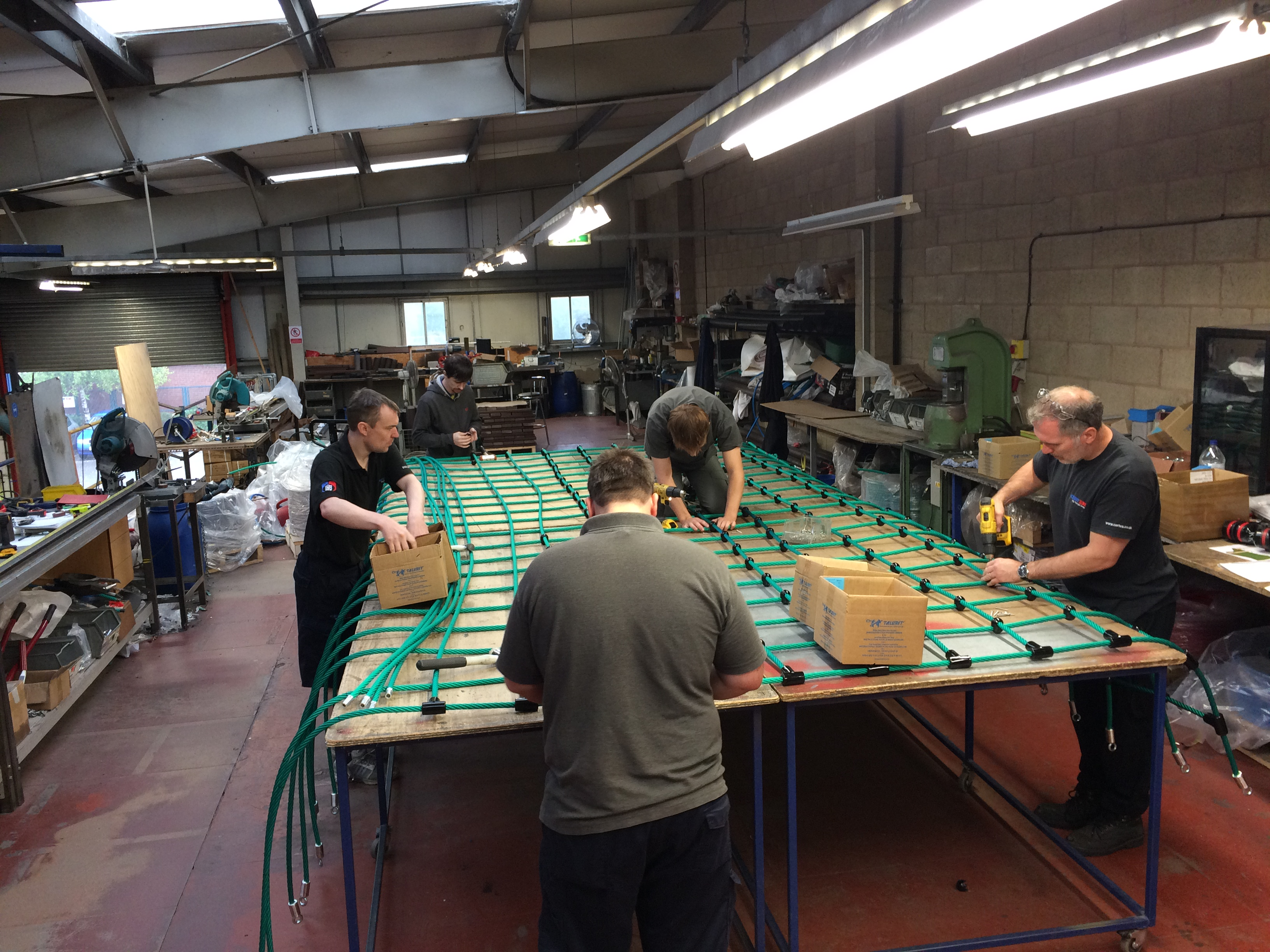 Children’s playground climbing net being manufactured at Certex UK