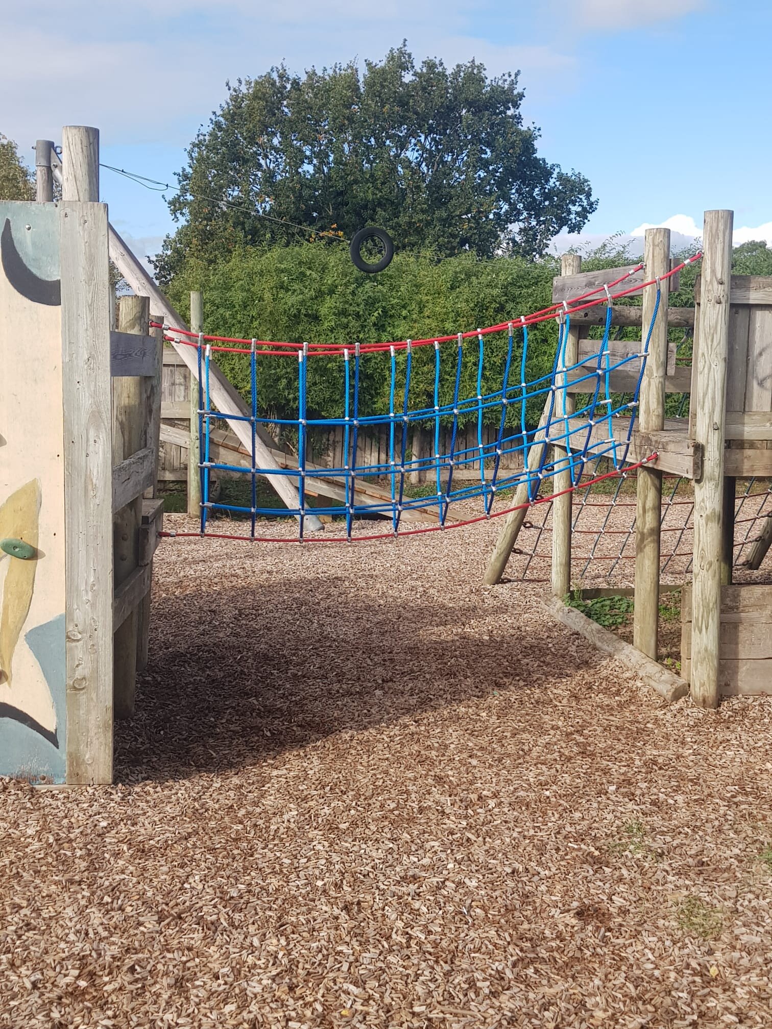 Children’s playground rope bridge for balance and active crossing play park install