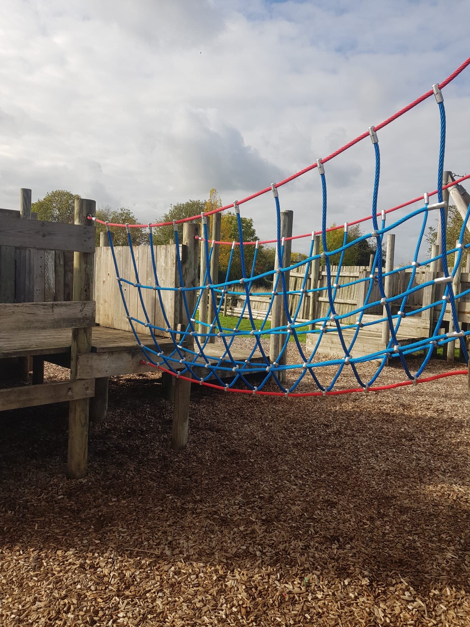 Children’s playground rope bridge for balance and active crossing play park install