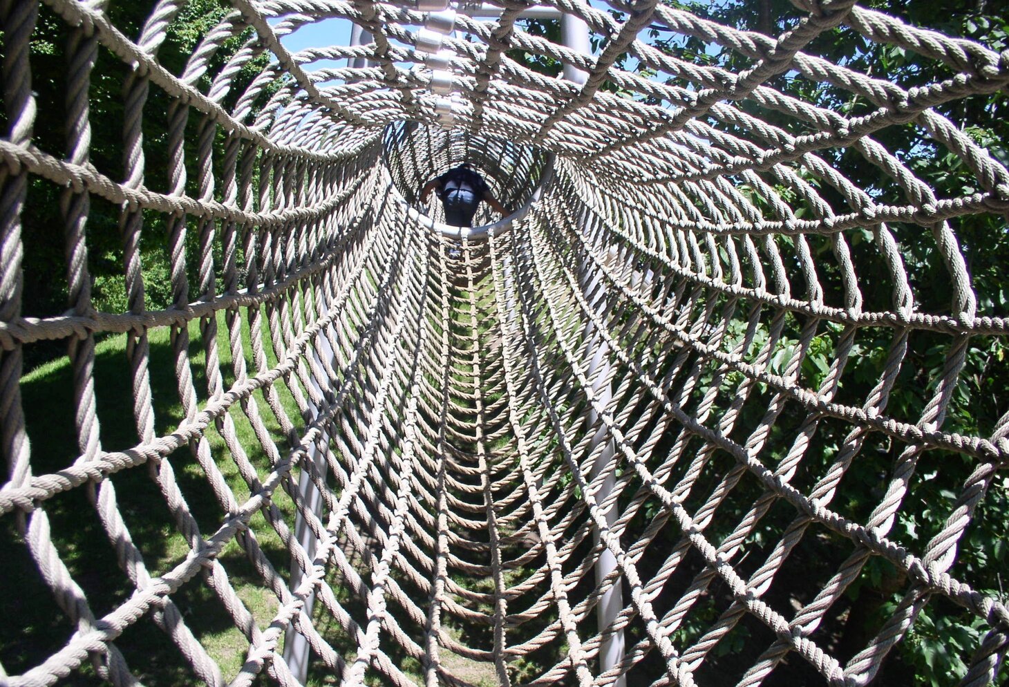 Large Playground Rope Tunnel Net Certex UK Large rope tunnel net structure installed in outdoor playground