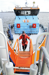 An engineer aboard a vessel at sea