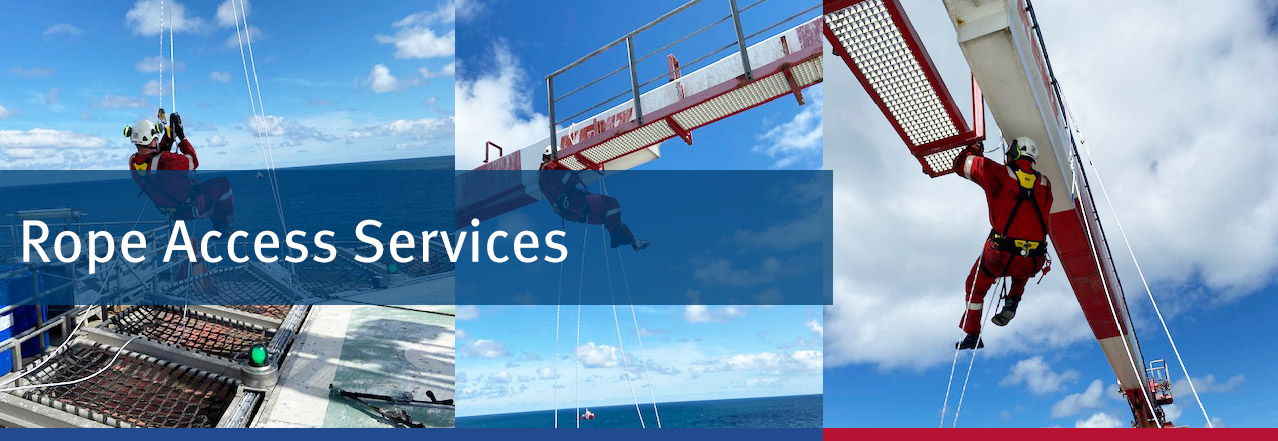 Rope Access Rigging, LOLER Inspections, Engineers, NDT Testing IRATA Accredited An Image of a Rope Access Engineer offshore on an oil rig
